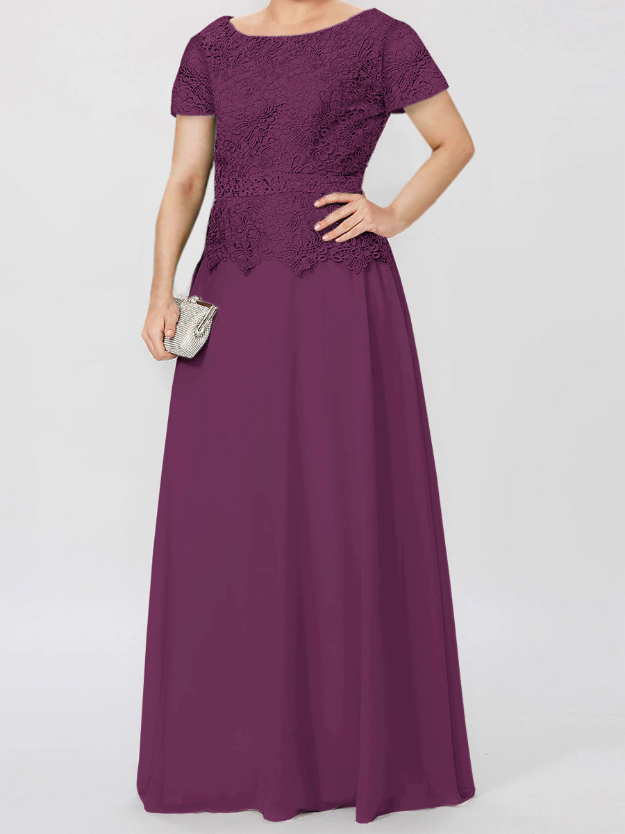 Short Sleeve A Line Mother Of The Bride Dress With Applique And Sequins
