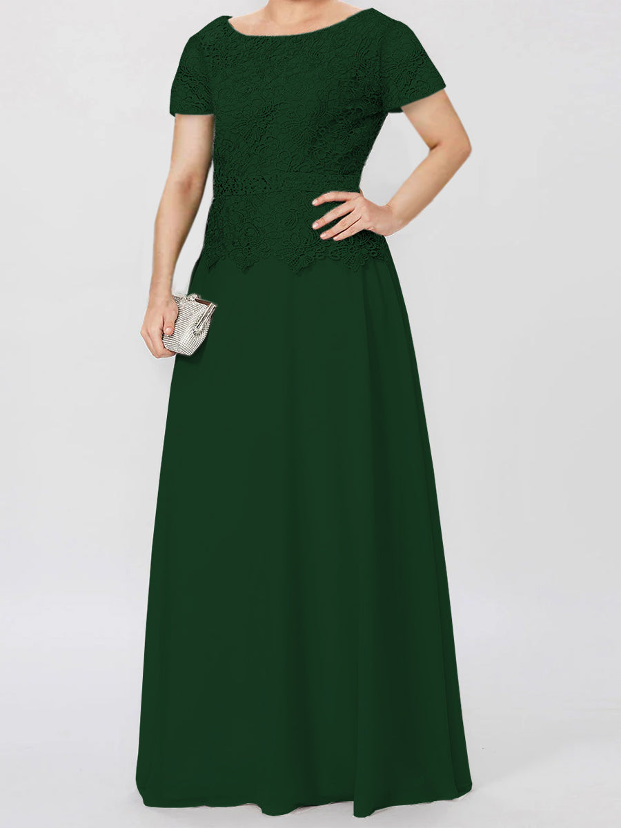 Short Sleeve A Line Mother Of The Bride Dress With Applique And Sequins