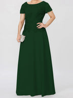Short Sleeve A Line Mother Of The Bride Dress With Applique And Sequins
