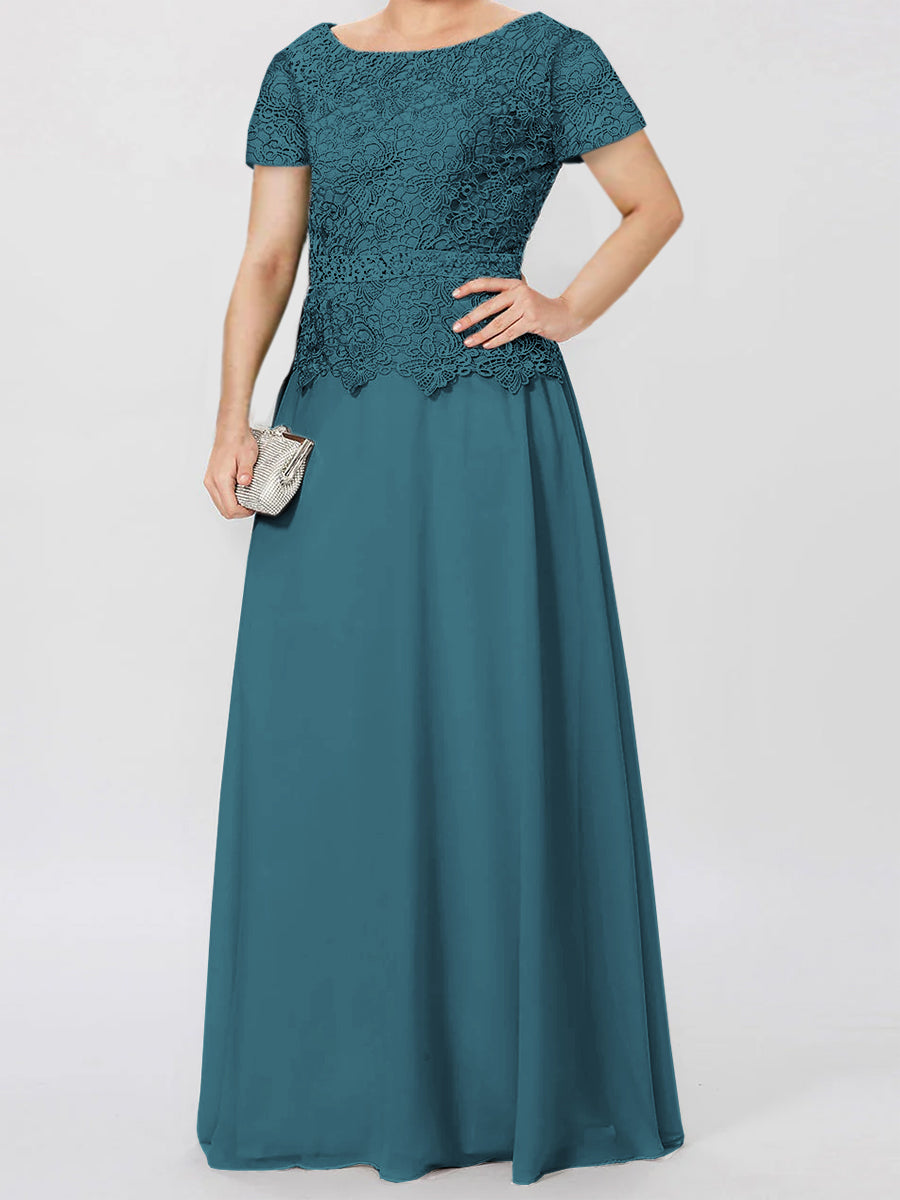 Short Sleeve A Line Mother Of The Bride Dress With Applique And Sequins