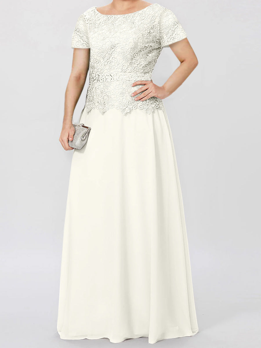 Short Sleeve A Line Mother Of The Bride Dress With Applique And Sequins
