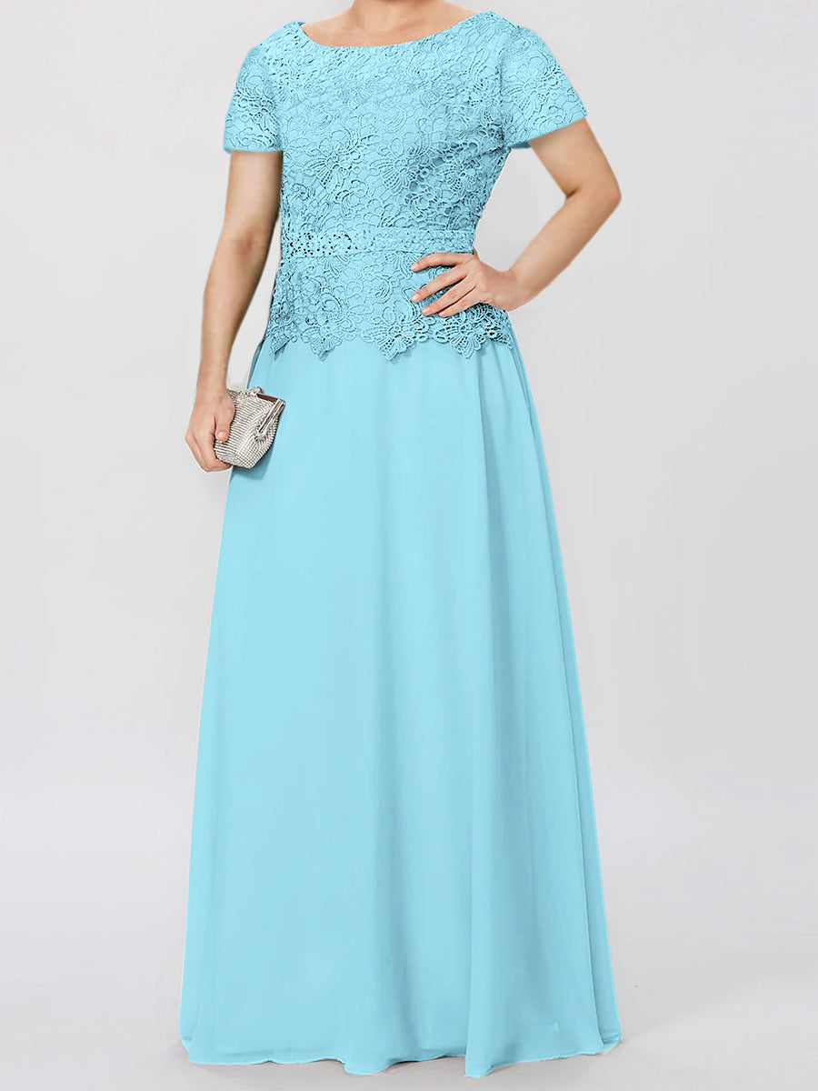 Short Sleeve A Line Mother Of The Bride Dress With Applique And Sequins