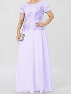 Short Sleeve A Line Mother Of The Bride Dress With Applique And Sequins
