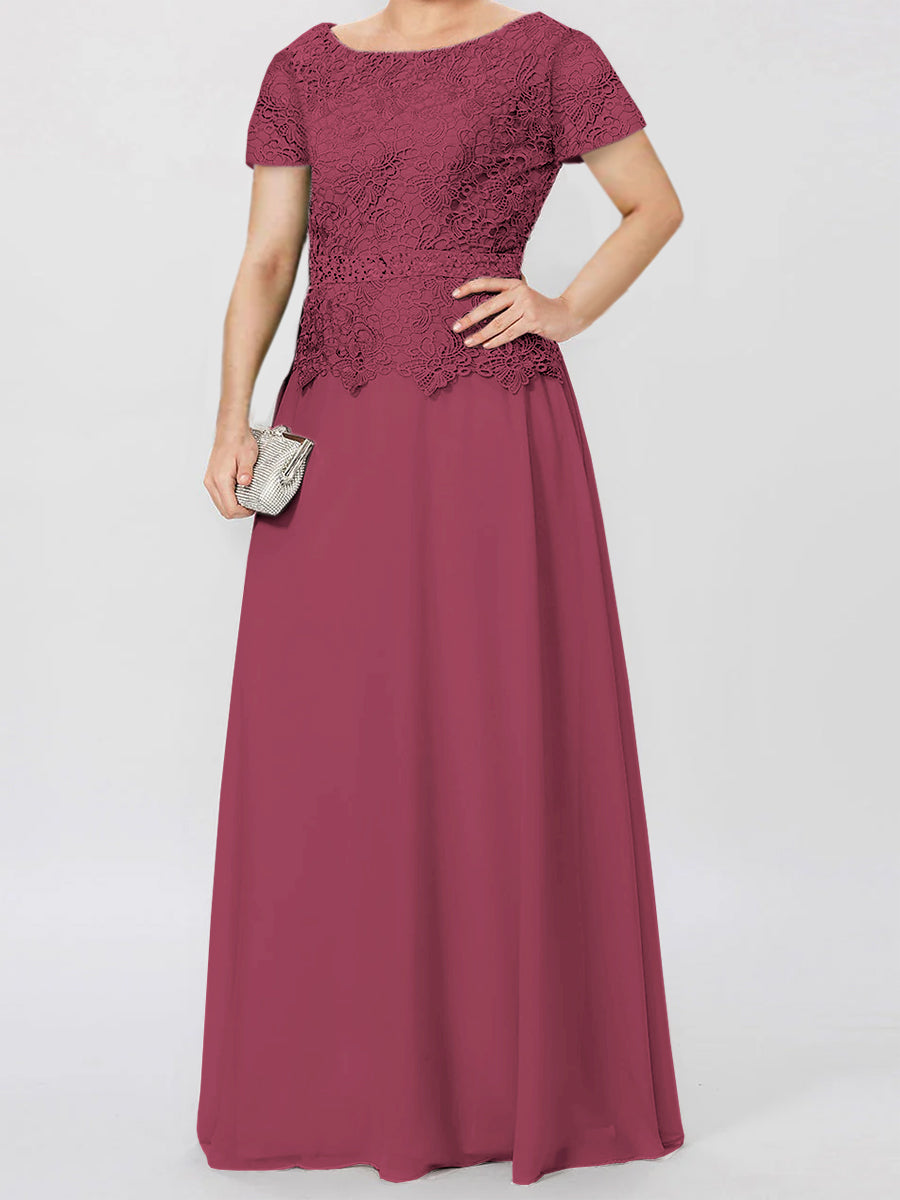 Short Sleeve A Line Mother Of The Bride Dress With Applique And Sequins