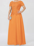 Short Sleeve A Line Mother Of The Bride Dress With Applique And Sequins