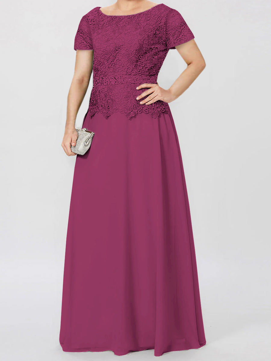 Short Sleeve A Line Mother Of The Bride Dress With Applique And Sequins