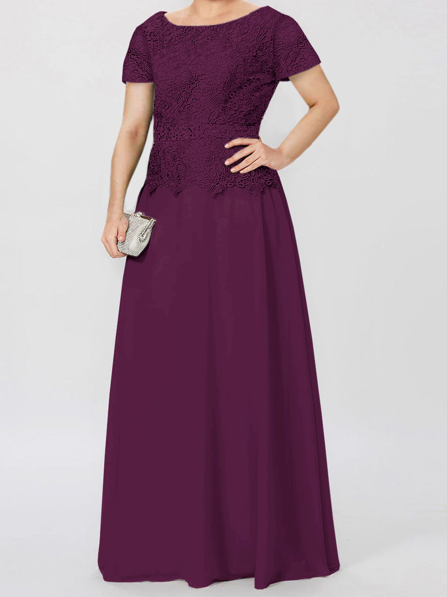Short Sleeve A Line Mother Of The Bride Dress With Applique And Sequins
