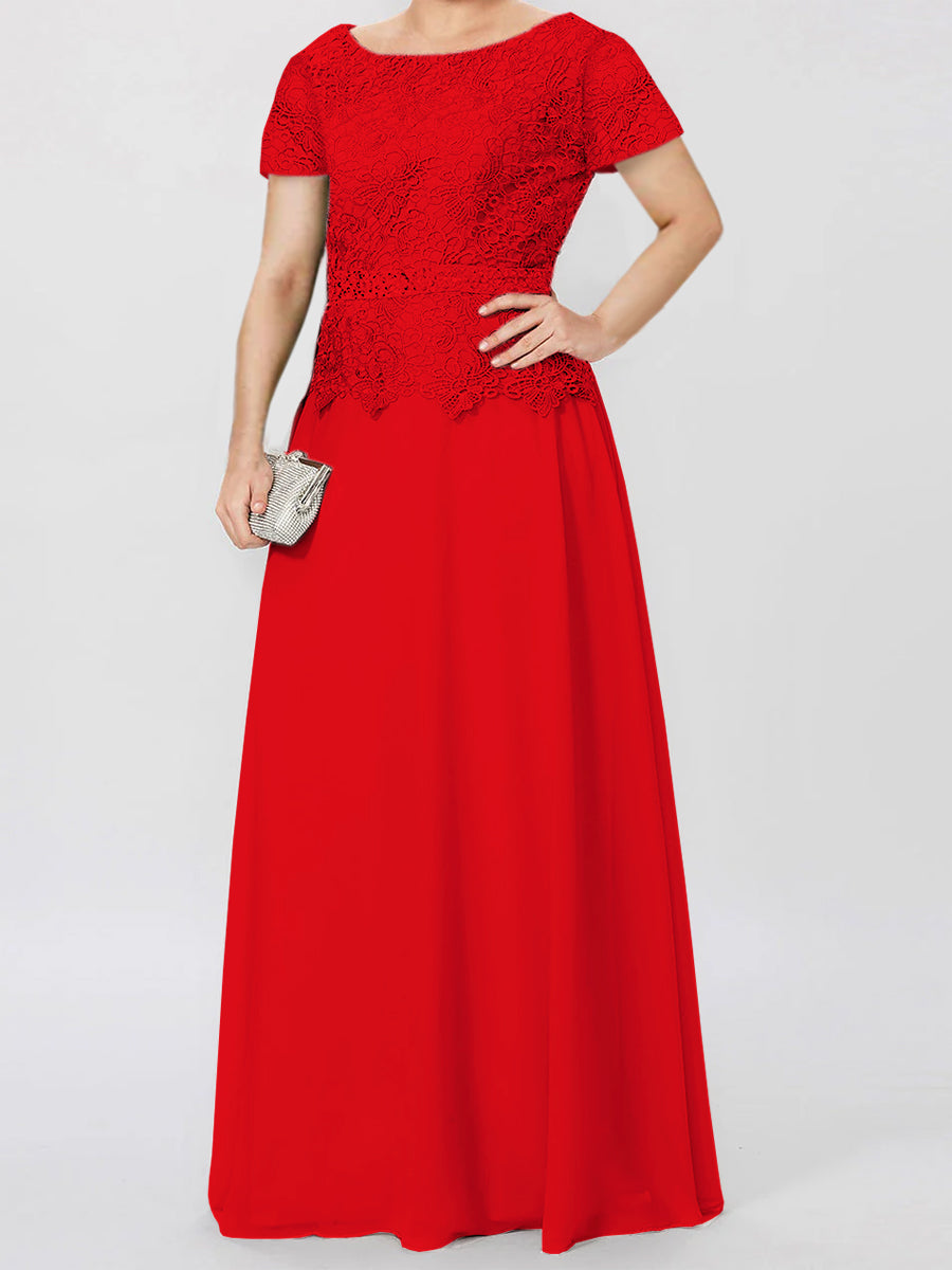 Short Sleeve A Line Mother Of The Bride Dress With Applique And Sequins