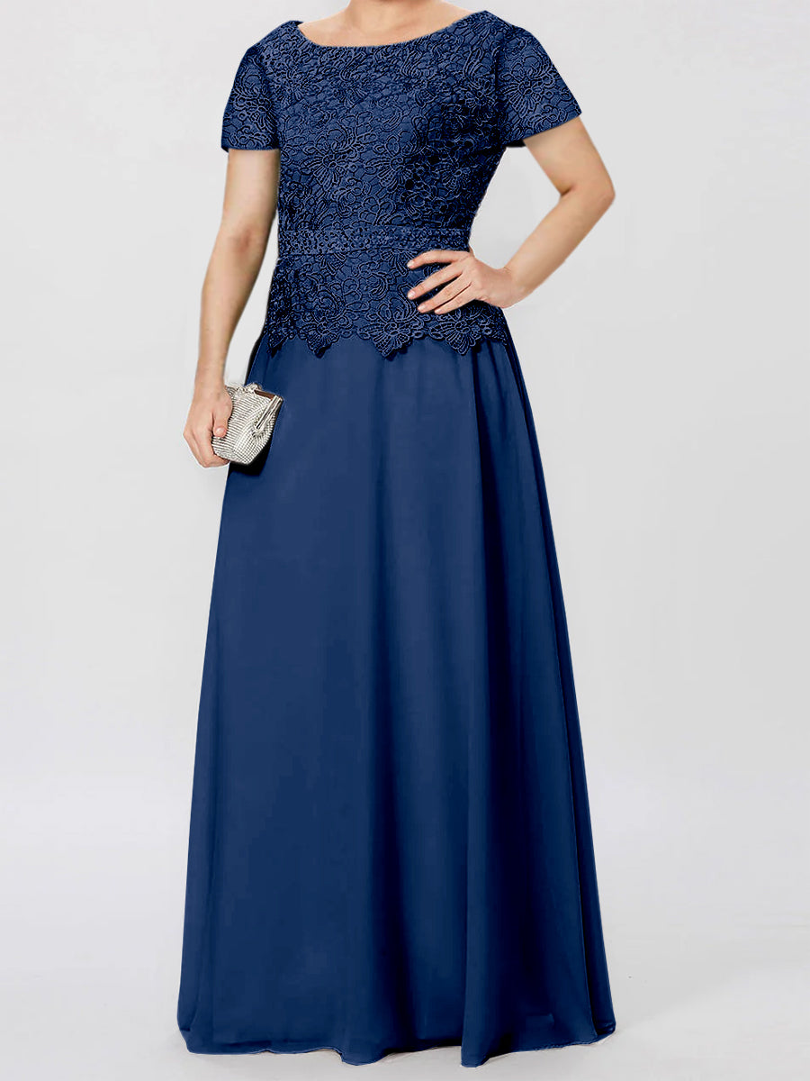 Short Sleeve A Line Mother Of The Bride Dress With Applique And Sequins