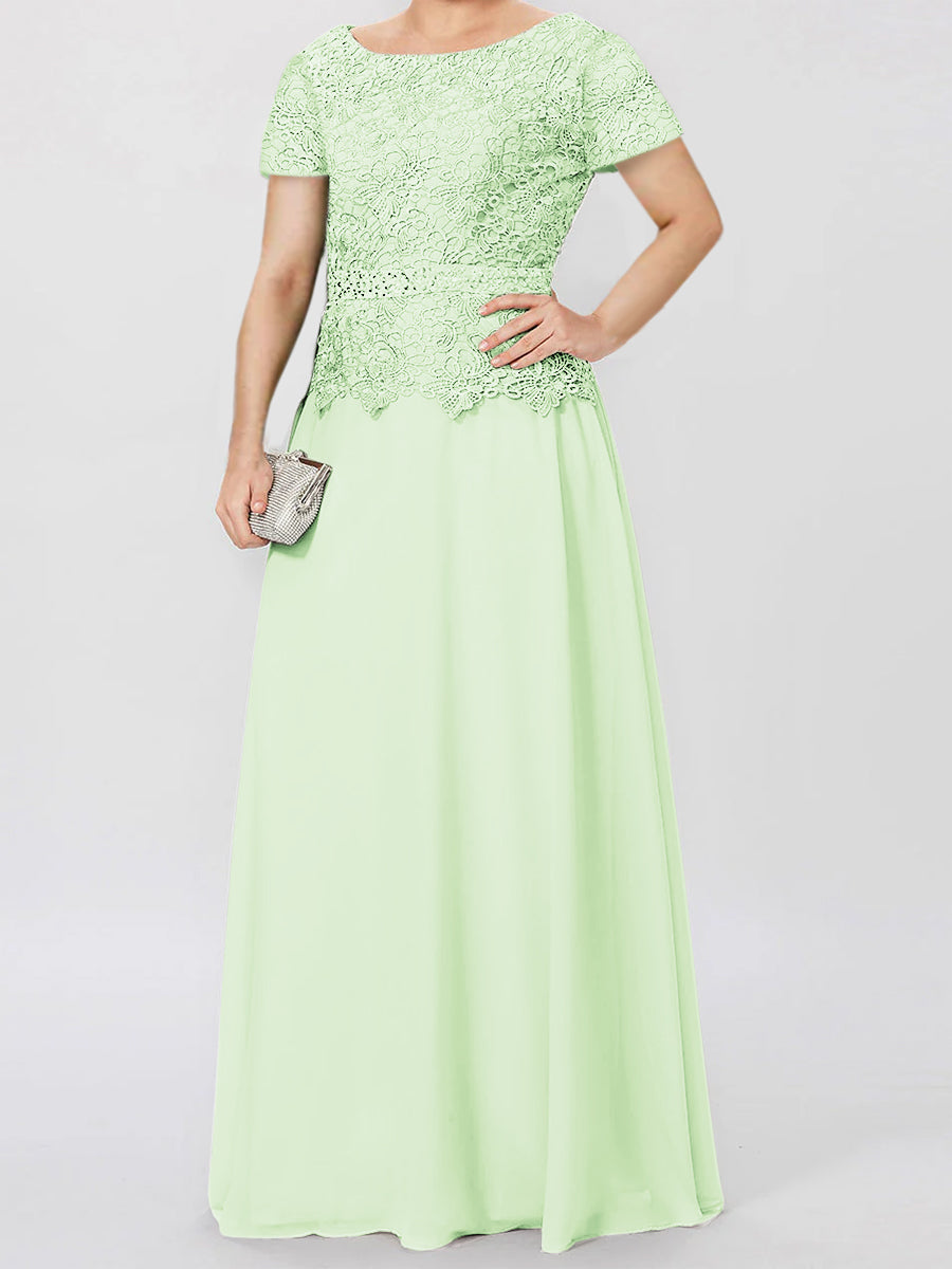 Short Sleeve A Line Mother Of The Bride Dress With Applique And Sequins