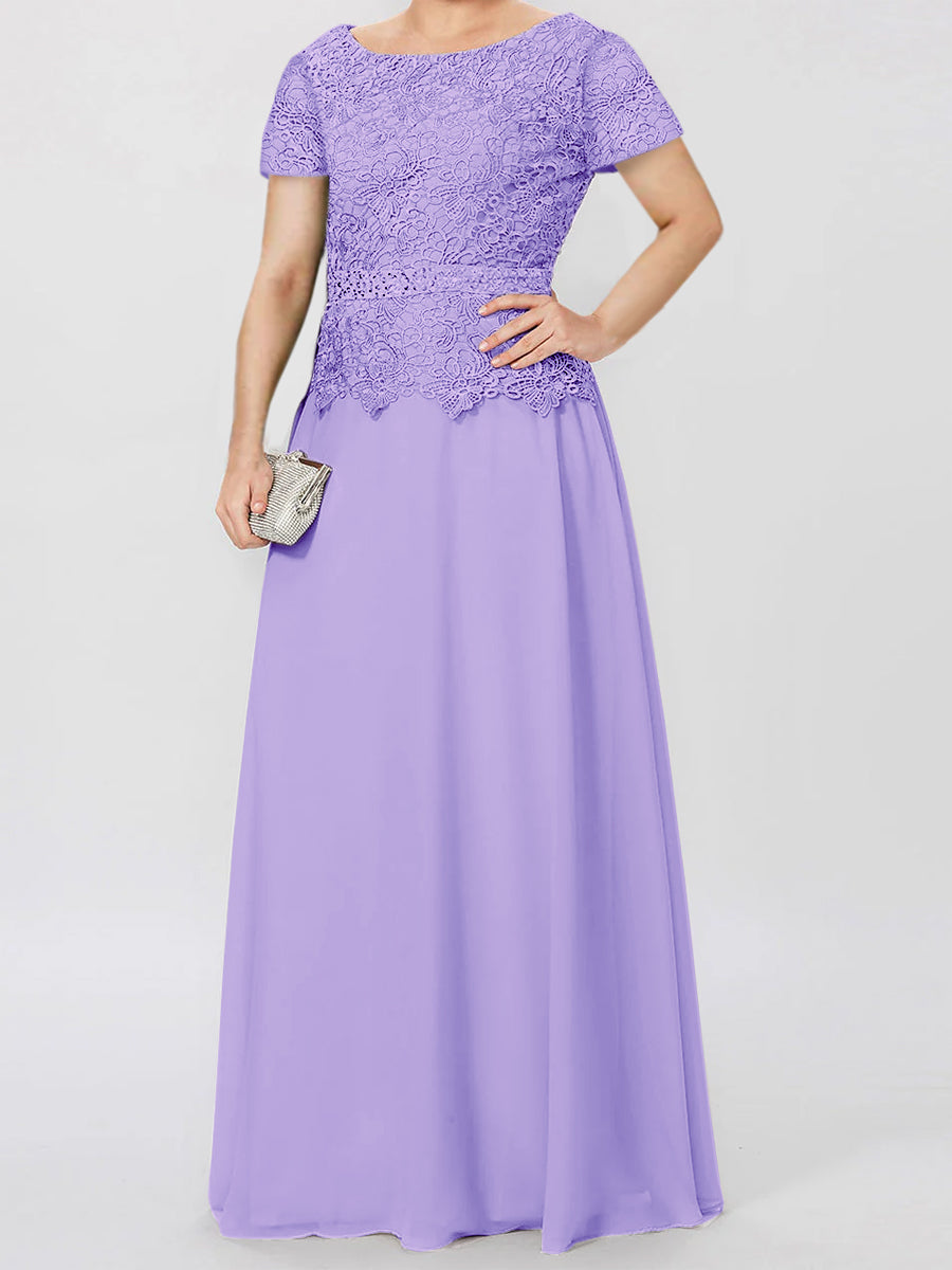 Short Sleeve A Line Mother Of The Bride Dress With Applique And Sequins