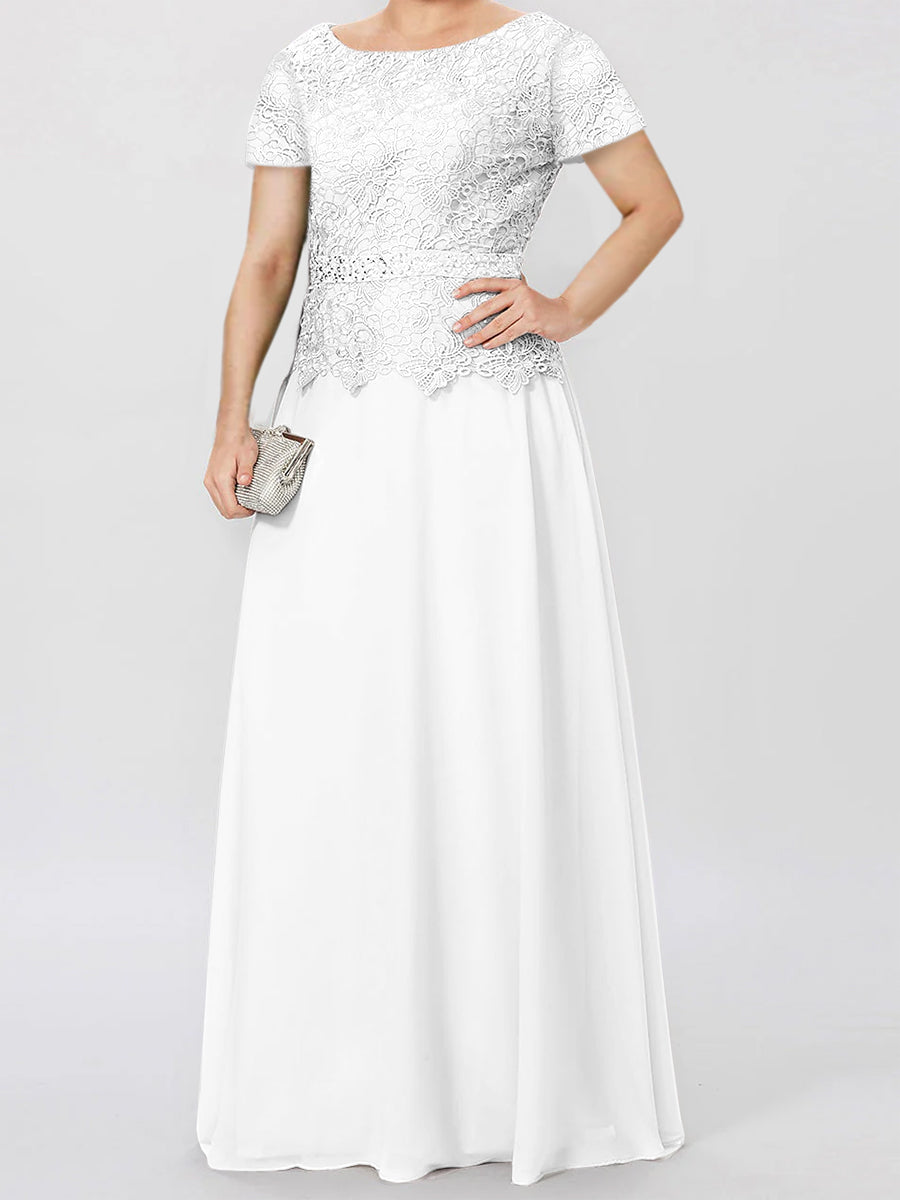 Short Sleeve A Line Mother Of The Bride Dress With Applique And Sequins