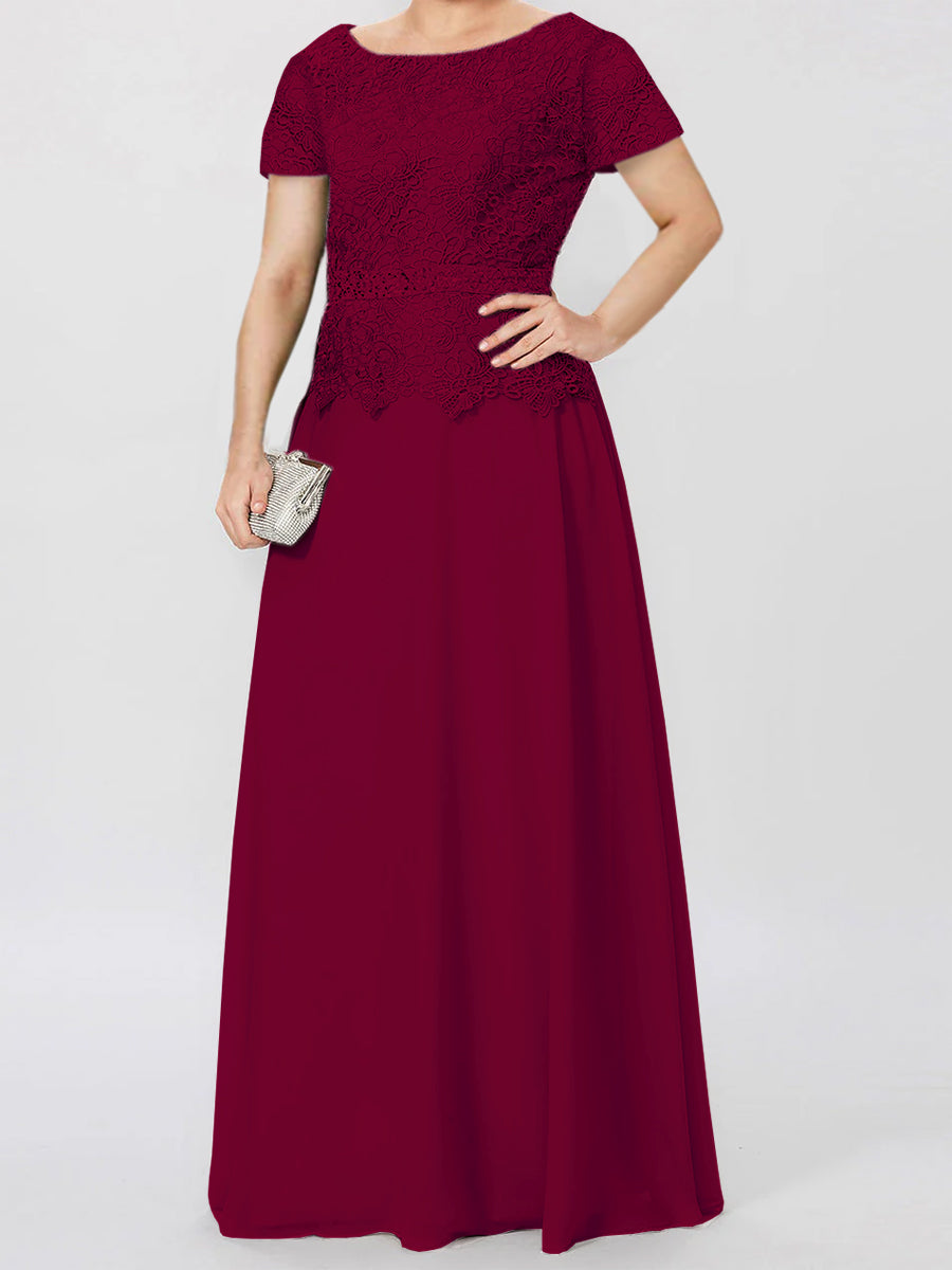 Short Sleeve A Line Mother Of The Bride Dress With Applique And Sequins