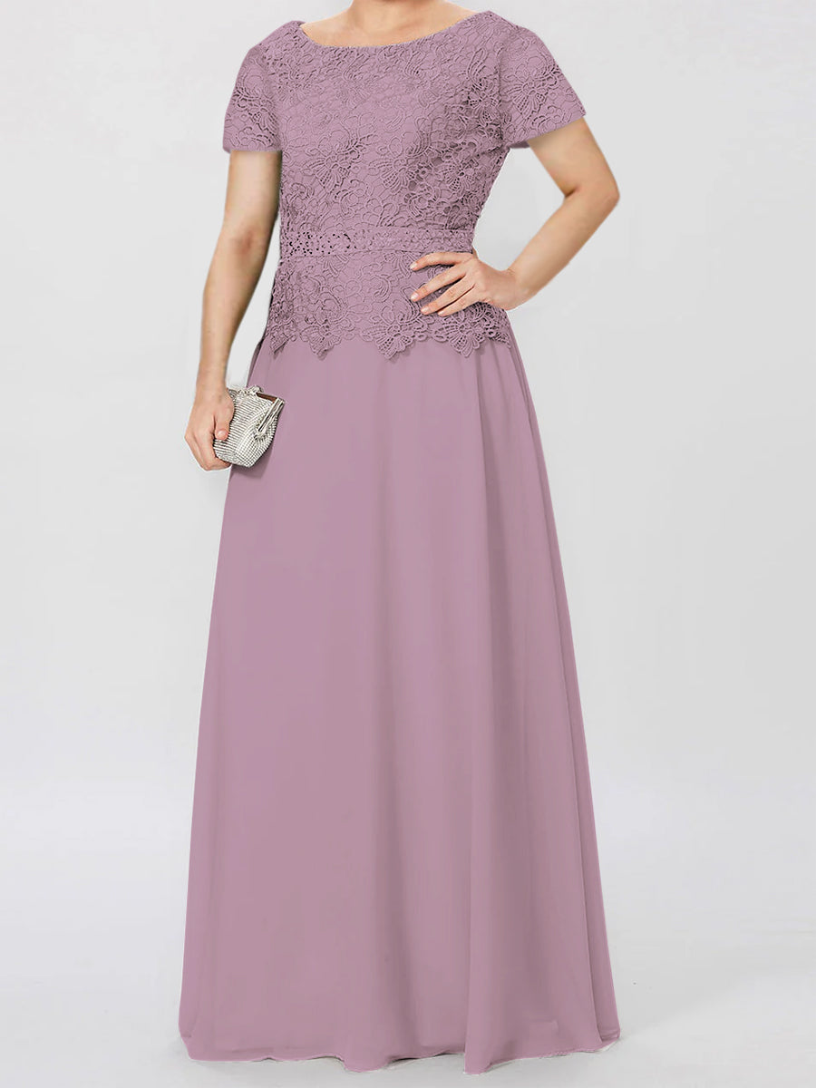 Short Sleeve A Line Mother Of The Bride Dress With Applique And Sequins