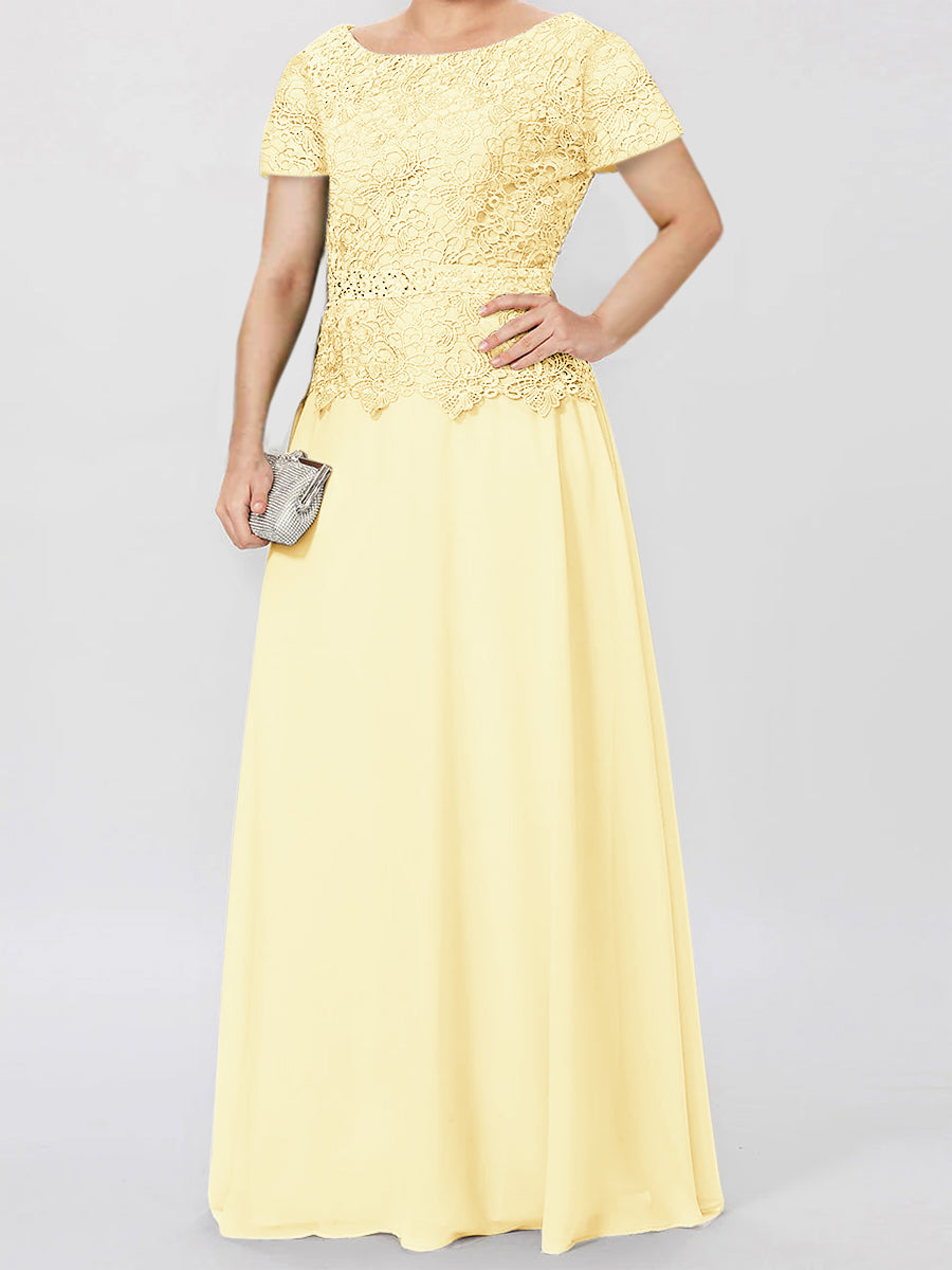 Short Sleeve A Line Mother Of The Bride Dress With Applique And Sequins
