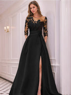Sweetheart A-Line Princess Floor-Length Mother of the Bride Dress with 3/4 Sleeves Lace & Side Split