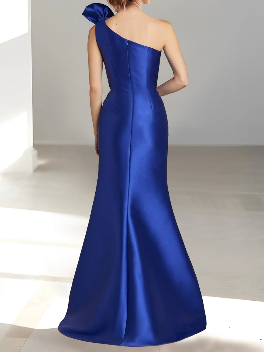 One Shoulder Sleeveless Mermaid Trumpet Mother Of The Bride Dress Side Split