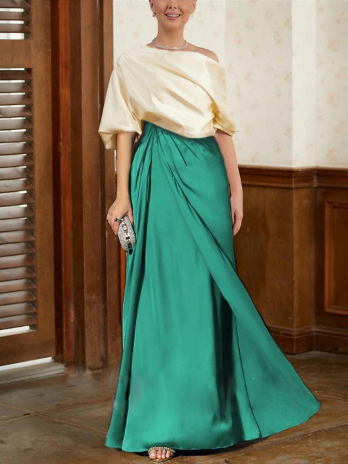 Mother Of The Bride Cowl Neck A Line Dresses With Half Sleeves