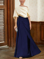 Mother Of The Bride Cowl Neck A Line Dresses With Half Sleeves