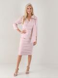 V Neck Sheath Dress For Mothers Of The Bride And Groom With Pearl Bow Details