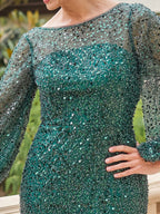 Sequined Scoop Neck Sheath Dress For Mothers Of The Bride And Groom