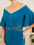 Off Shoulder Sheath Dress For Mothers Of The Bride And Groom With Side Split