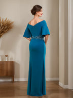 Off Shoulder Sheath Dress For Mothers Of The Bride And Groom With Side Split