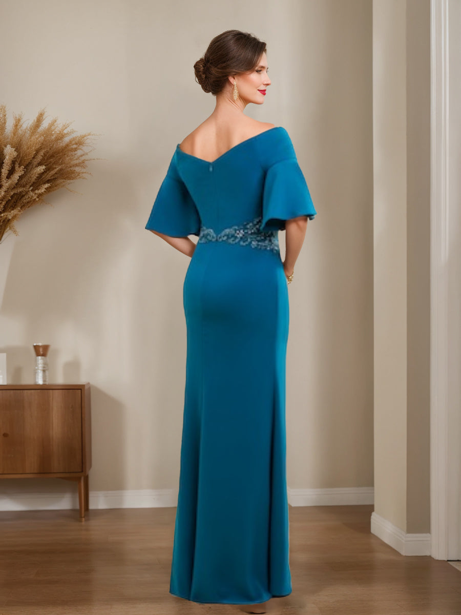 Off Shoulder Sheath Dress For Mothers Of The Bride And Groom With Side Split