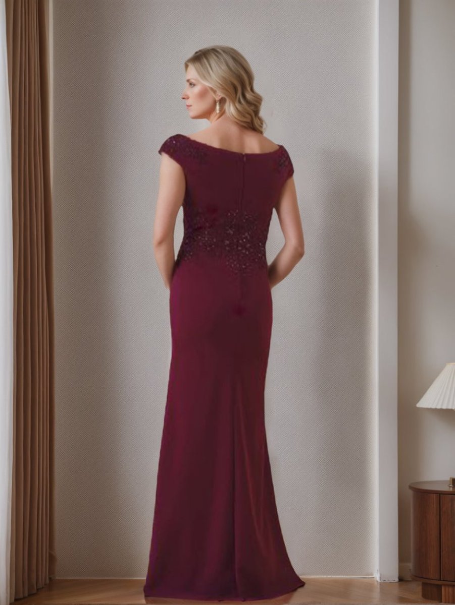 V Neck Sleeveless Sheath Mother Of The Bride Dress With Appliques