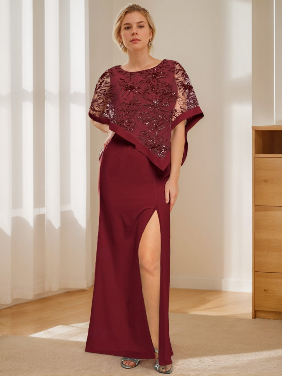 Floor Length Mermaid Trumpet Mother Of The Bride Gown Jewel Neck Appliques