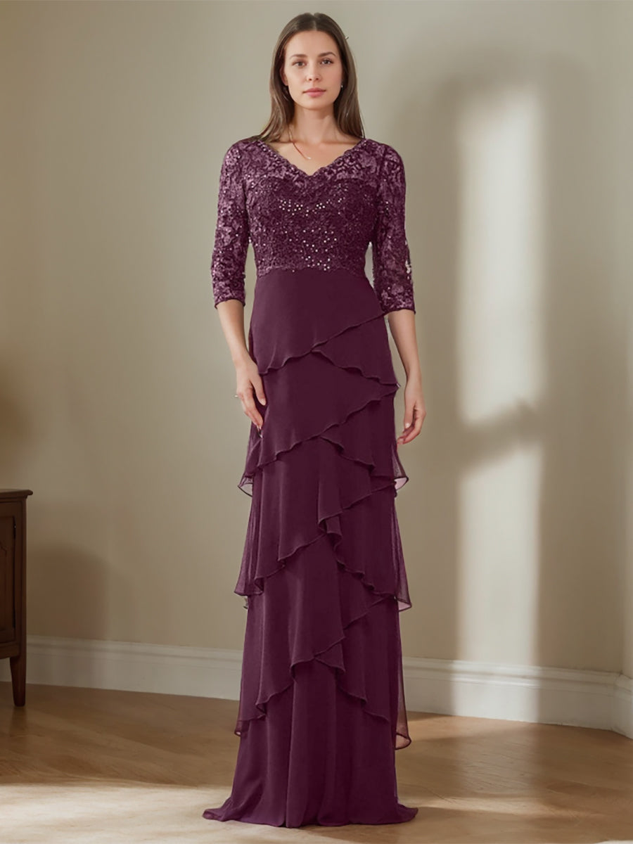 Elegant V Neck Chiffon Sheath Dress For Mothers Of The Bride And Groom Ruffles