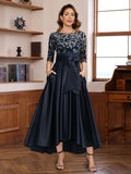 Lace A Line Dress With Three Quarter Sleeves For Mother Of The Bride Or Groom