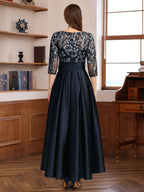 Lace A Line Dress With Three Quarter Sleeves For Mother Of The Bride Or Groom