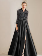 Princess A Line Floor Length Mother Of The Bride Dress Appliques Flower Belt