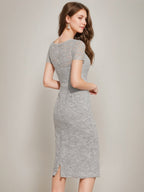Tea Length Mother Of The Bride Sheath Dress With Jacket And Crystals