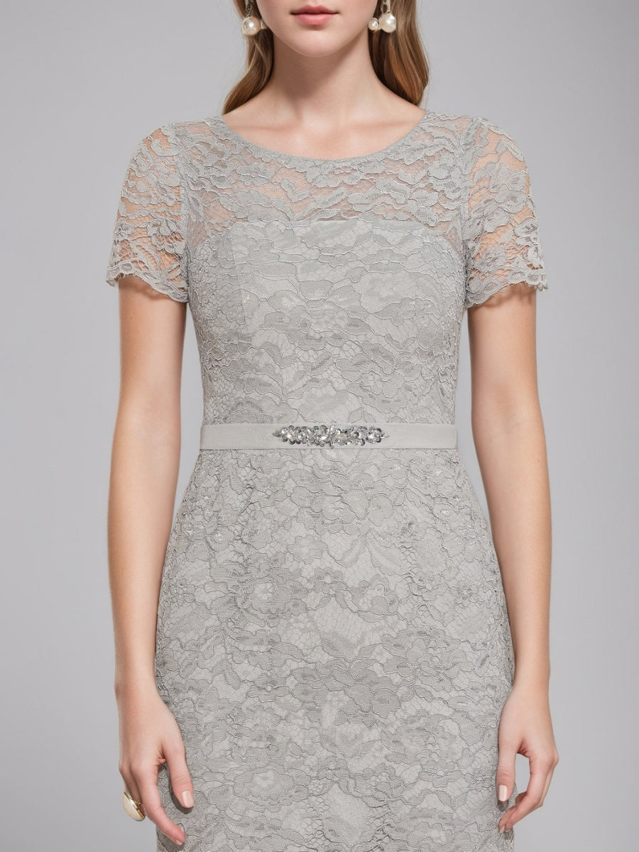 Tea Length Mother Of The Bride Sheath Dress With Jacket And Crystals