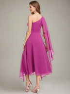 One Shoulder A Line Princess Dress With Ruched Bow Sash For Mother Of The Bride
