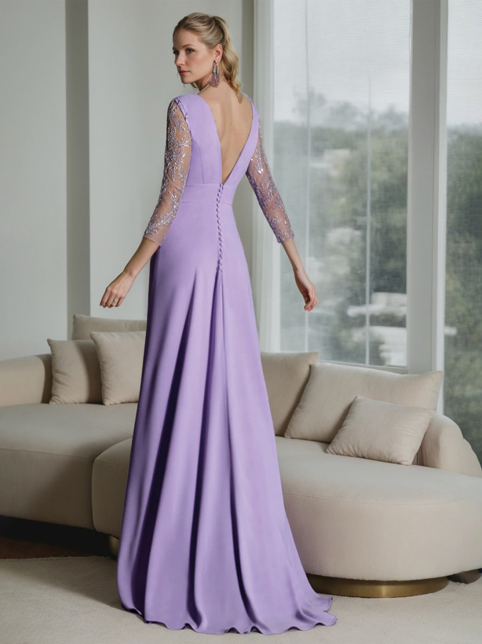 Mother Of The Bride Jumpsuit Plunge V Neck A Line Embroidered Tulle Sleeves Bow