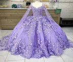 Vestido de Bola Luxuoso de Alfazema com Borboletas, Vestido Doce 16 Y6755