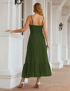 Numbersea Vestido de Dama de Honra em Chiffon com Alças Finas, Comprimento ao Tornozelo, Formal, Corte em A, para Cocktail e Festa de Regresso a Casa para Jovens SEA28028