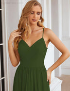 Vestidos de Damas de Honra com Alças Finas, Longos, Formais, para Festas e Baile de Finalistas 28060