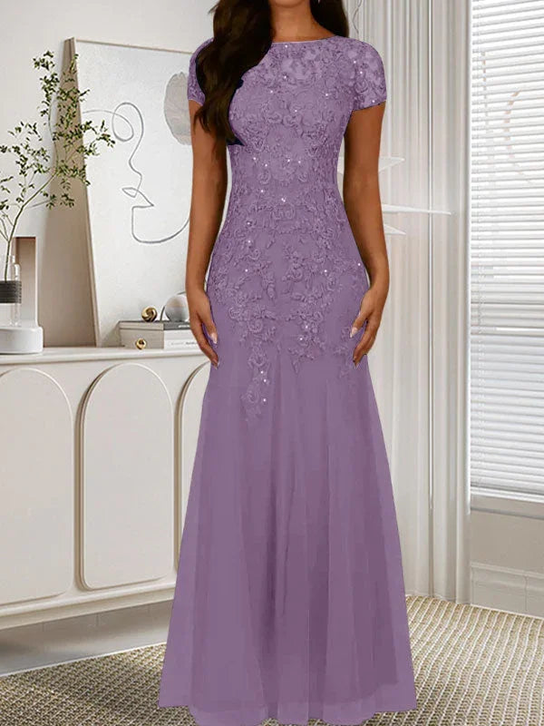 Abito in tulle con scollo a sirena e paillettes blu marina scuro