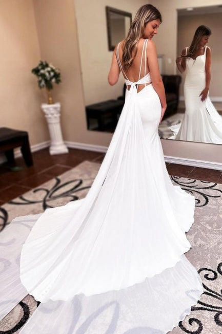 Vestidos de Noiva em Cetim com Ruffles, Comprimento até ao Chão, Sem Mangas, Modelo Sereia com Decote Coração