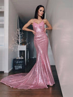 Vestidos de Baile com Lantejoulas e Folhos de Sereia SYP133