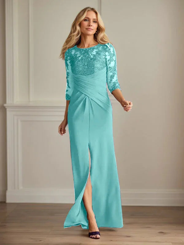 Abito da madre della sposa in crepe elasticizzato con fodera in pizzo color prugna