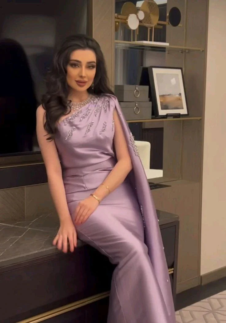 Vestido de noche satinado con un hombro descubierto Vestido elegante para gala Y5349