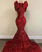 Vestido largo de gala con lentejuelas rojas de sirena Vestido de noche encantador Y536