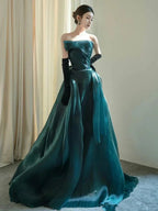 Vestido de noite deslumbrante sem alças em corte evasê Vestido de concurso Y6876