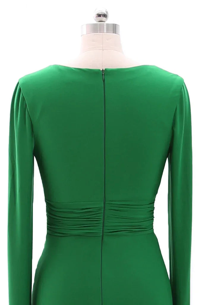 Damen Lange Kleider für die Brautmutter Langarm Abendkleid mit V-Ausschnitt Y785