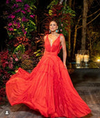 Vestido de noite formal sexy em linha A com decote profundo em V Y6175